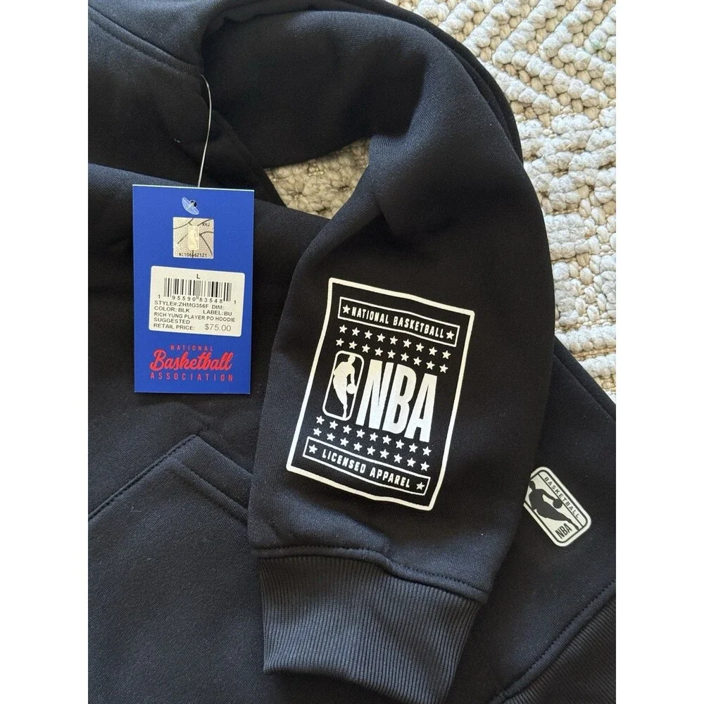 NBA Black Hooded Sweatshirt Men Size Large Hoodie